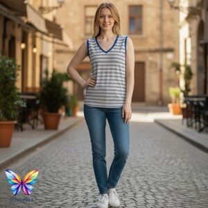 Denver Hayes Blue and White Striped Camisole